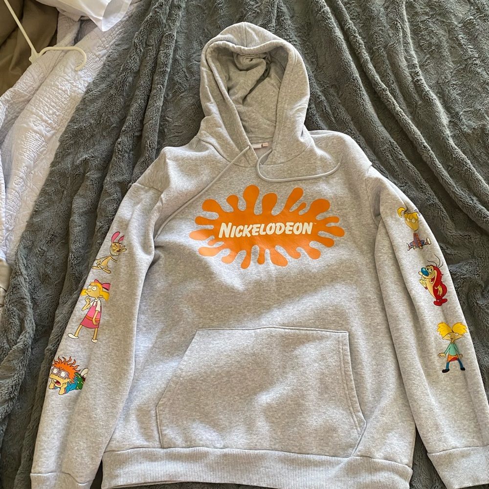 Nickelodeon Gray Hoodie with Orange Logo and Characters